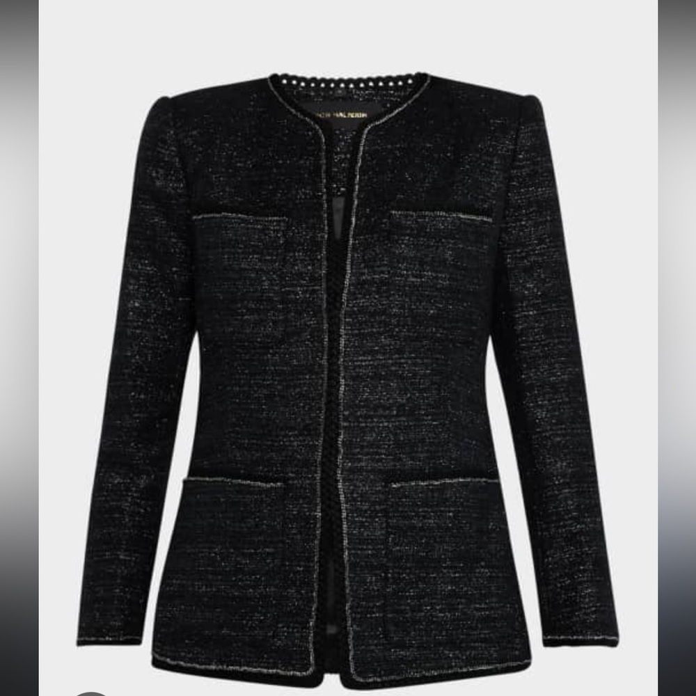 Kobi Halperin "Teigen" jacket in metallic tweed with chain and braid trim